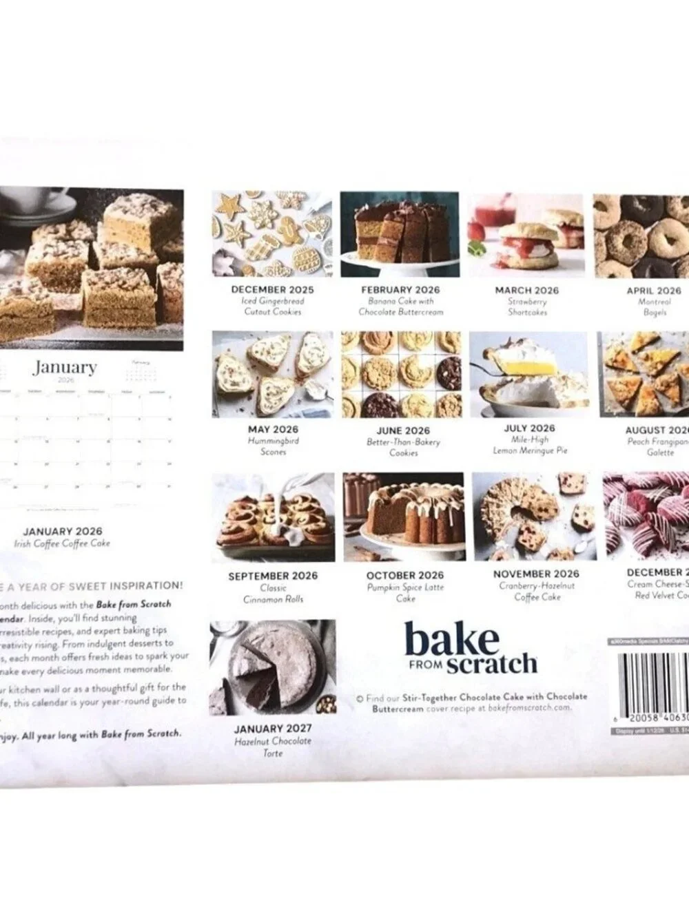 Bake From Scratch 2026 14-Mo Calendar Featuring Recipes Desserts Baking Holidays